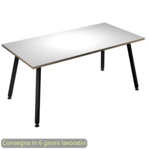 Scrivania piano Bianco 180x80xh.74,4 cm gamba metallo tubolare Nero opaco linea Skinny Metal Artexport - 6405-DJA-3C-AQ-0