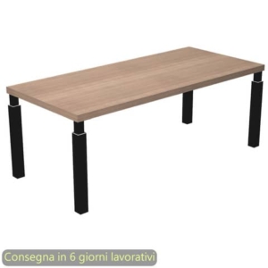 Scrivania direzionale piano Noce arabis 180x90xh.74 cm gamba metallo Nero opaco sezione quadrata Flora 901G/K-AQ-0