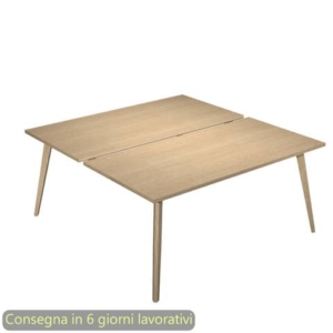 Scrivania bench doppia piano Rovere 180x80xh.74,4 cm gamba rastremata in legno Rovere Woody - 6405B-DKA-C-AQ-0