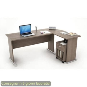 Scrivania compatta con cassettiera 1 cassetto + 1 vano a giorno - Frassino toscano Artexport 120x60xh.73 cm-0