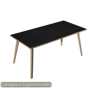 Scrivania piano Nero venato frassino 180x80xh.74,4 cm gamba rastremata in legno Rovere Woody - 6405-DKA-8C-AQ-0