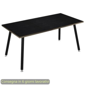 Scrivania piano Nero venato frassino 180x80xh.74,4 cm gamba metallo tubolare Nero opaco Skinny Metal - 6405-DJA-8C-AQ-0