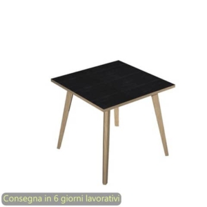 Scrivania Nero venato frassino 80x80xh.74,4 cm gamba rastremata in legno Rovere Woody - 6401-DKA-8C-AQ-0
