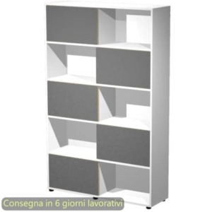 Libreria alta 120x35xh.190,6 cm con 5 ante scorrevoli struttura Bianca Blade Artexport ante Antracite - 17060/3T-0