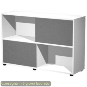 Libreria bassa 120x35xh.79 cm con 2 ante scorrevoli struttura Bianca Blade Artexport ante Antracite - 17066/3T-0