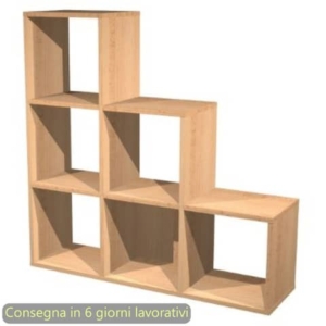 Libreria componibile Maxicolor - 6 caselle a scalare - 104x29,2xh.103,9 cm Artexport Faggio - 6DMaxC/6-0
