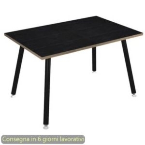 Scrivania piano Nero venato frassino 120x80xh.74,4 cm gamba metallo tubolare Nero opaco Skinny Metal - 6404-DJA-8C-AQ-0