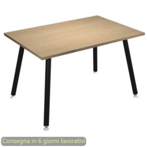 Scrivania piano Rovere 120x80xh.74,4 cm gamba metallo tubolare Nero opaco linea Skinny Metal Artexport - 6404-DJA-C-AQ-0