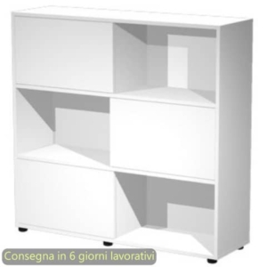Libreria media Tetris 3 ripiani con ante scorrevoli 120x35xh.116,2 cm Artexport Bianco - 17065/33-0