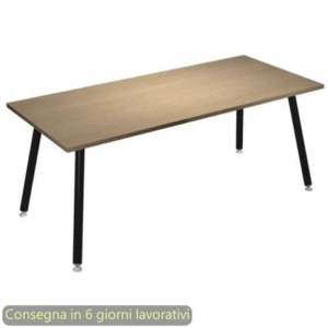 Scrivania piano Rovere 180x80xh.74,4 cm gamba metallo tubolare Nero opaco linea Skinny Metal Artexport - 6405-DJA-C-AQ-0