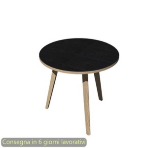 Tavolo riunione rotondo Woody ø80xh.74,4 cm con 3 gambe Rovere Artexport piano Nero - 6408-DKA-8C-AQ-0