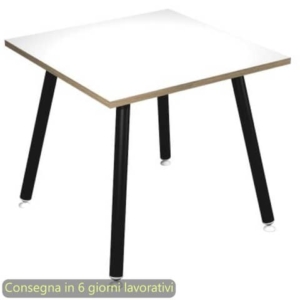 Scrivania piano Bianco 80x80xh.74,4 cm gamba metallo tubolare Nero opaco linea Skinny Metal Artexport - 6401-DJA-3C-AQ-0