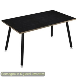 Scrivania piano Nero venato frassino 140x80xh.74,4 cm gamba metallo tubolare Nero opaco Skinny Metal - 6402-DJA-8C-AQ-0
