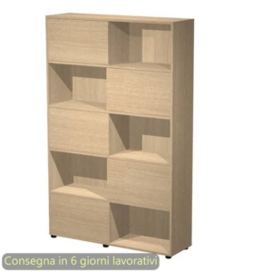 Libreria alta Tetris 5 ripiani con ante scorrevoli 120x35xh.190,6 cm Artexport Rovere - 17060/CC-0