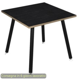 Scrivania piano Nero venato frassino 80x80xh.74,4 cm gamba metallo tubolare Nero opaco Skinny Metal - 6401-DJA-8C-AQ-0