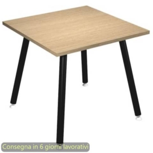 Scrivania piano Rovere 80x80xh.74,4 cm gamba metallo tubolare Nero opaco linea Skinny Metal Artexport - 6401-DJA-C-AQ-0