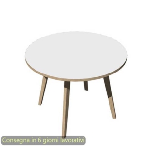 Tavolo riunione rotondo basso Woody ø100xh.74,4 cm con 3 gambe Rovere Artexport piano Bianco - 6410-DKA-3C-AQ-0