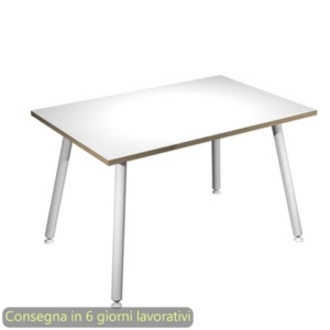 Scrivania piano Bianco120x80xh.74,4 cm gamba metallo tubolare Bianca linea Skinny Metal Artexport - 6404-DJA-3C-AN-0