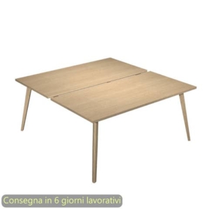Scrivania bench doppia piano Rovere 140x166xh.74,4 cm gamba rastremata legno Rovere Woody Artexport - 6402B-DKA-C-AQ-0