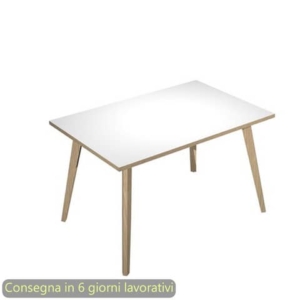 Scrivania piano Bianco 120x80xh.74,4 cm gamba rastremata in legno Rovere linea Woody Artexport - 6404-DKA-3C-AQ-0