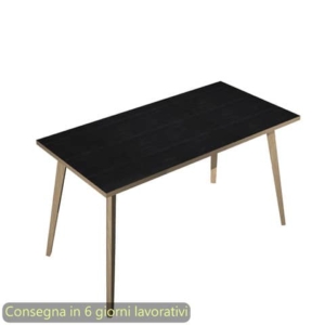 Scrivania piano Nero venato frassino 120x80xh.74,4 cm gamba rastremata in legno Rovere Woody - 6404-DKA-8C-AQ-0
