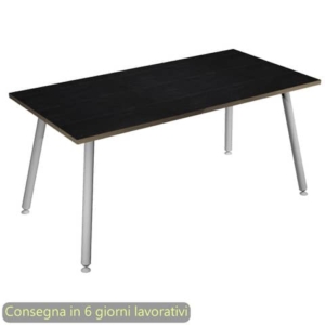 Scrivania piano Nero venato frassino 120x80xh.74,4 cm gamba metallo tubolare Bianca Skinny Metal - 6404-DJA-8C-AN-0