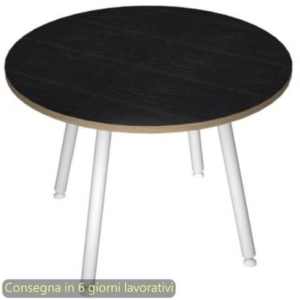 Tavolo riunione rotondo Skinny Metal ø100xh.74,4 cm con 3 gambe metalliche Bianche Artexport piano Nero - 6410-DJA-8C-AN-0
