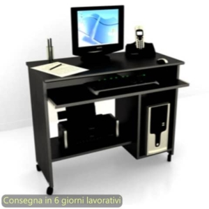 Scrivania su ruote con 2 vani a giorno + ripiano estraibile 92x45xh.76 cm Artexport piano Nero - 006/8-0