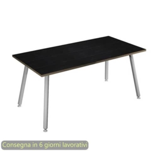 Scrivania piano Nero venato frassino 160x80xh.74,4 cm gamba metallo tubolare Bianca Skinny Metal - 6403-DJA-8C-AN-0