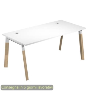 Scrivania piano Bianco 120x80xh.72,5 cm gamba inclinata legno e metallo Bianco linea K73 Wood Artexport W120-3-AM-0