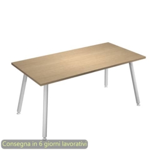 Scrivania piano Rovere180x80xh.74,4 cm gamba metallo tubolare Bianca linea Skinny Metal Artexport - 6405-DJA-C-AN-0