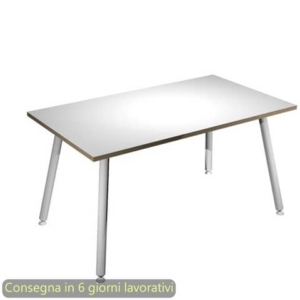 Scrivania piano Bianco 140x80xh.74,4 cm gamba metallo tubolare Bianca linea Skinny Metal Artexport - 6402-DJA-3C-AN-0