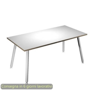 Scrivania piano Bianco180x80xh.74,4 cm gamba metallo tubolare Bianca linea Skinny Metal Artexport - 6405-DJA-3C-AN-0