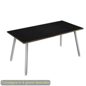 Scrivania piano Nero venato frassino 180x80xh.74,4 cm gamba metallo tubolare Bianca Skinny Metal - 6405-DJA-8C-AN-0