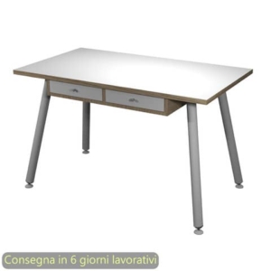 Scrivania gambe in metallo Artexport 120x60xh.74,4cm Bianco/Rovere con sottopiano con 2 cassetti - 206-DJB-AN-0