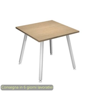 Scrivania piano Rovere 80x80xh.74,4 cm gamba metallo tubolare Bianca linea Skinny Metal Artexport - 6401-DJA-C-AN-0