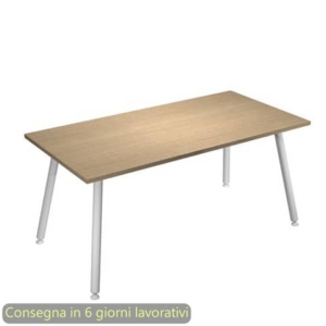 Scrivania piano Rovere 160x80xh.74,4 cm gamba metallo tubolare Bianca linea Skinny Metal Artexport - 6403-DJA-C-AN-0