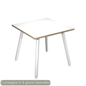Scrivania piano Bianco 80x80xh.74,4 cm gamba metallo tubolare Bianca linea Skinny Metal Artexport - 6401-DJA-3C-AN-0