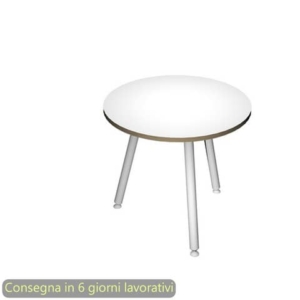 Tavolo riunione rotondo Skinny Metal ø80xh.74,4 cm con 3 gambe metalliche Bianche Artexport piano Bianco - 6408-DJA-3C-AN-0