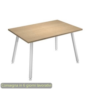 Scrivania piano Rovere 120x80xh.74,4 cm gamba metallo tubolare Bianca linea Skinny Metal Artexport - 6404-DJA-C-AN-0