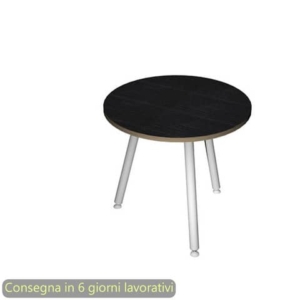 Tavolo riunione rotondo Skinny Metal ø80xh.74,4 cm con 3 gambe metalliche Bianche Artexport piano Nero - 6408-DJA-8C-AN-0