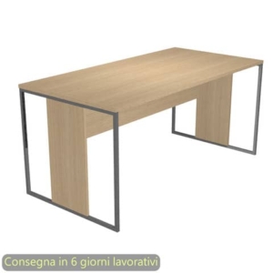 Scrivania piano Rovere 160x80xh.74,4 cm gamba a pannello con anello in metallo Antracite Blade Artexport - 413-C-AF-0