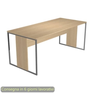 Scrivania piano Rovere 180x80xh.74,4 cm gamba a pannello con anello in metallo Antracite Blade Artexport - 415-C-AF-0