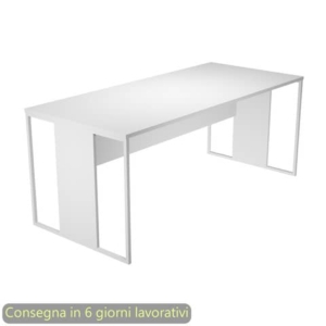 Scrivania piano Bianco 180x80xh.74,4 cm gamba a pannello con anello in metallo Bianco linea Blade Artexport - 415-3-AN-0