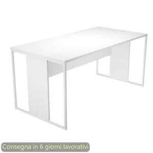 Scrivania piano Bianco 160x80xh.74,4 cm gamba a pannello con anello in metallo Bianco linea Blade Artexport - 413-3-AN-0