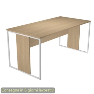 Scrivania piano Rovere 160x80xh.74,4 cm gamba a pannello con anello in metallo Bianco linea Blade Artexport - 413-C-AN-0