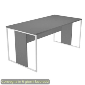 Scrivania piano Antracite 160x80x74,4 cm gamba a pannello con anello in metallo Bianco linea Blade Artexport - 413-T-AN-0