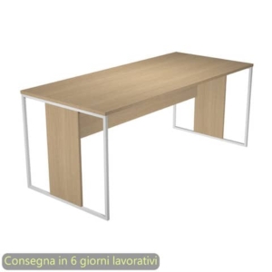 Scrivania piano Rovere 180x80xh.74,4 cm gamba a pannello con anello in metallo Bianco linea Blade Artexport - 415-C-AN-0