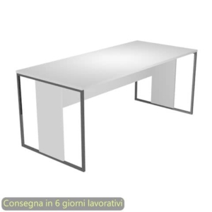 Scrivania piano Bianco 180x80xh.74,4 cm gamba a pannello con anello in metallo Antracite Blade Artexport - 415-3-AF-0