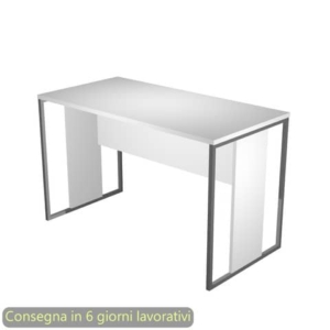 Scrivania piano Bianco 120x60xh.74,4 cm gamba a pannello con anello in metallo Antracite Blade Artexport - 484-3-AF-0
